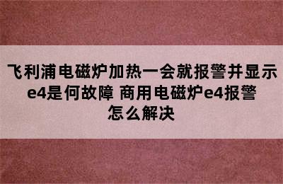 飞利浦电磁炉加热一会就报警并显示e4是何故障 商用电磁炉e4报警怎么解决